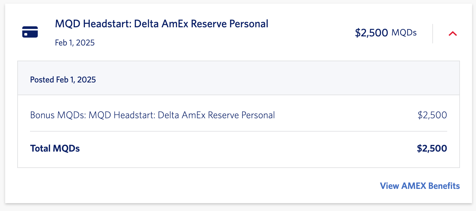 MQD Headstart in account activity. DELTA AIR LINES